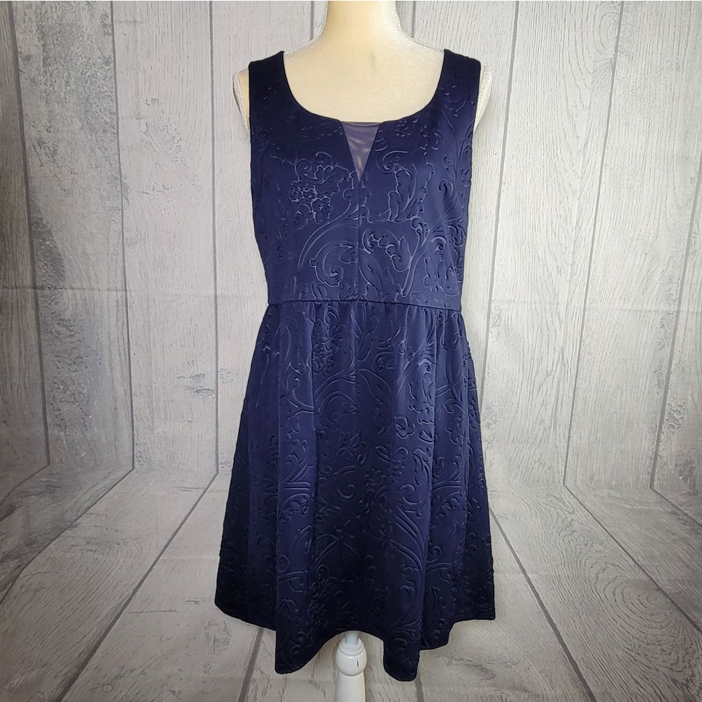Guess Audrey Navy Blue Sleeveless Floral Dress Size 14 NWT